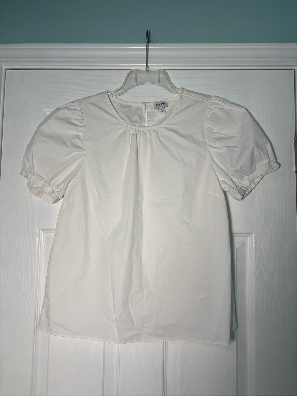 J. Crew White Puff Sleeve Cotton Blouse